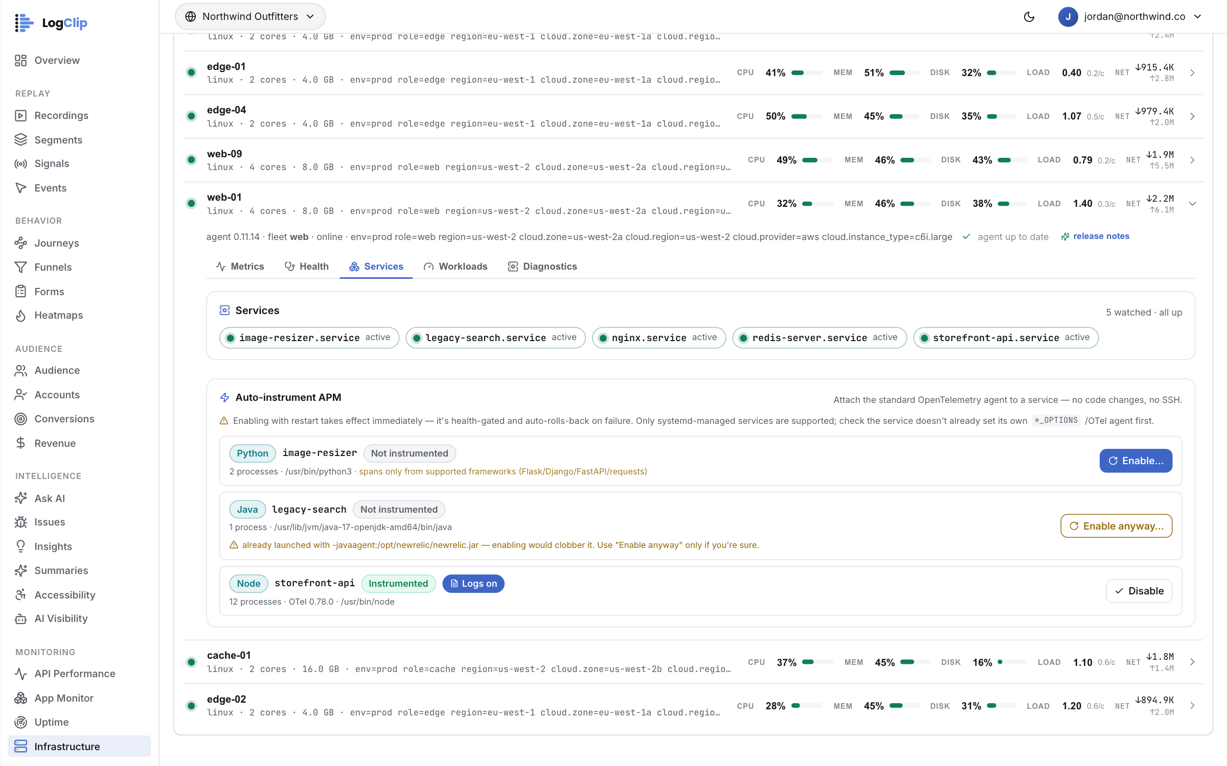 Infrastructure — Is nginx up, and turn on tracing from here