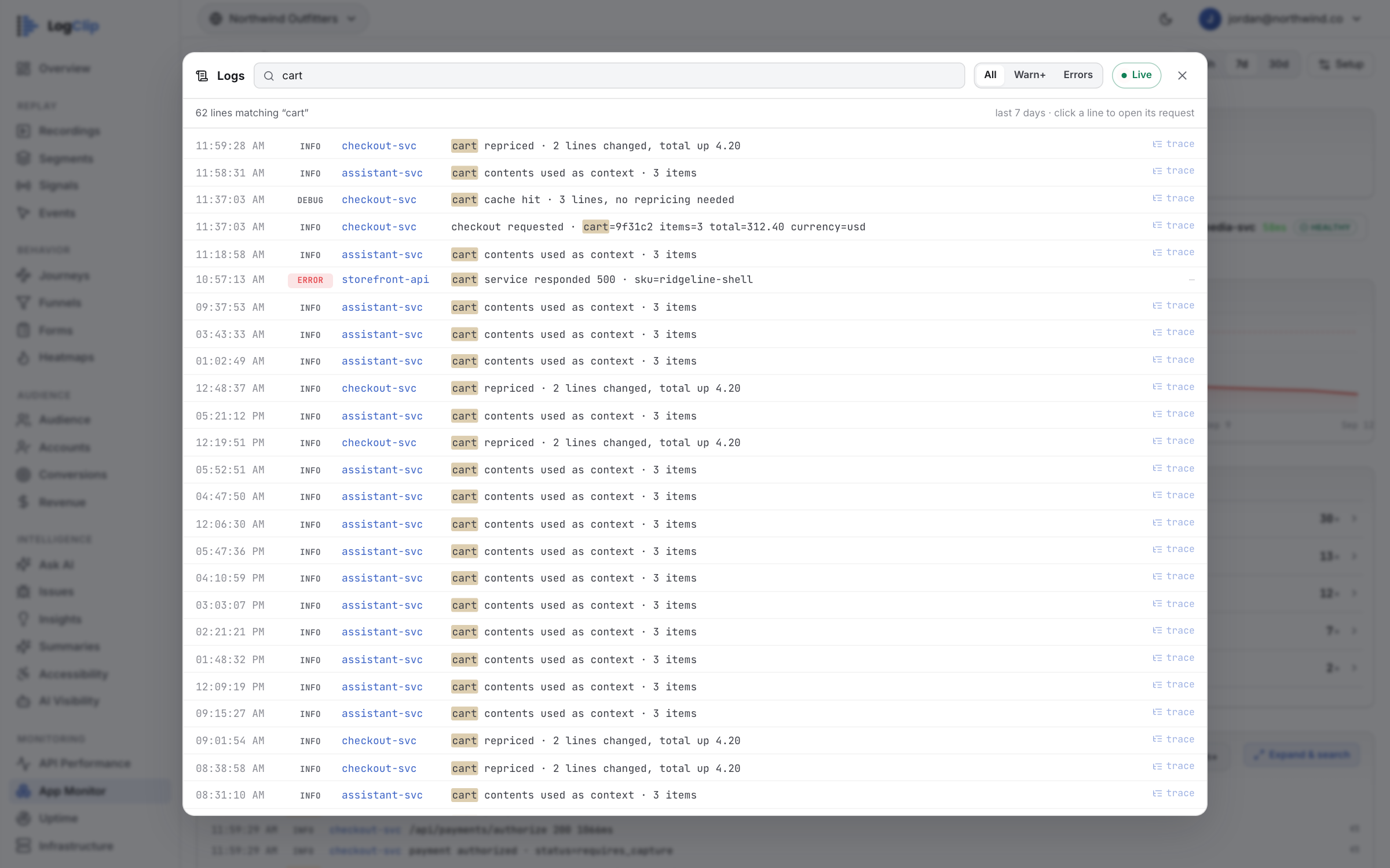 Log Management — Or start from the line and work backwards