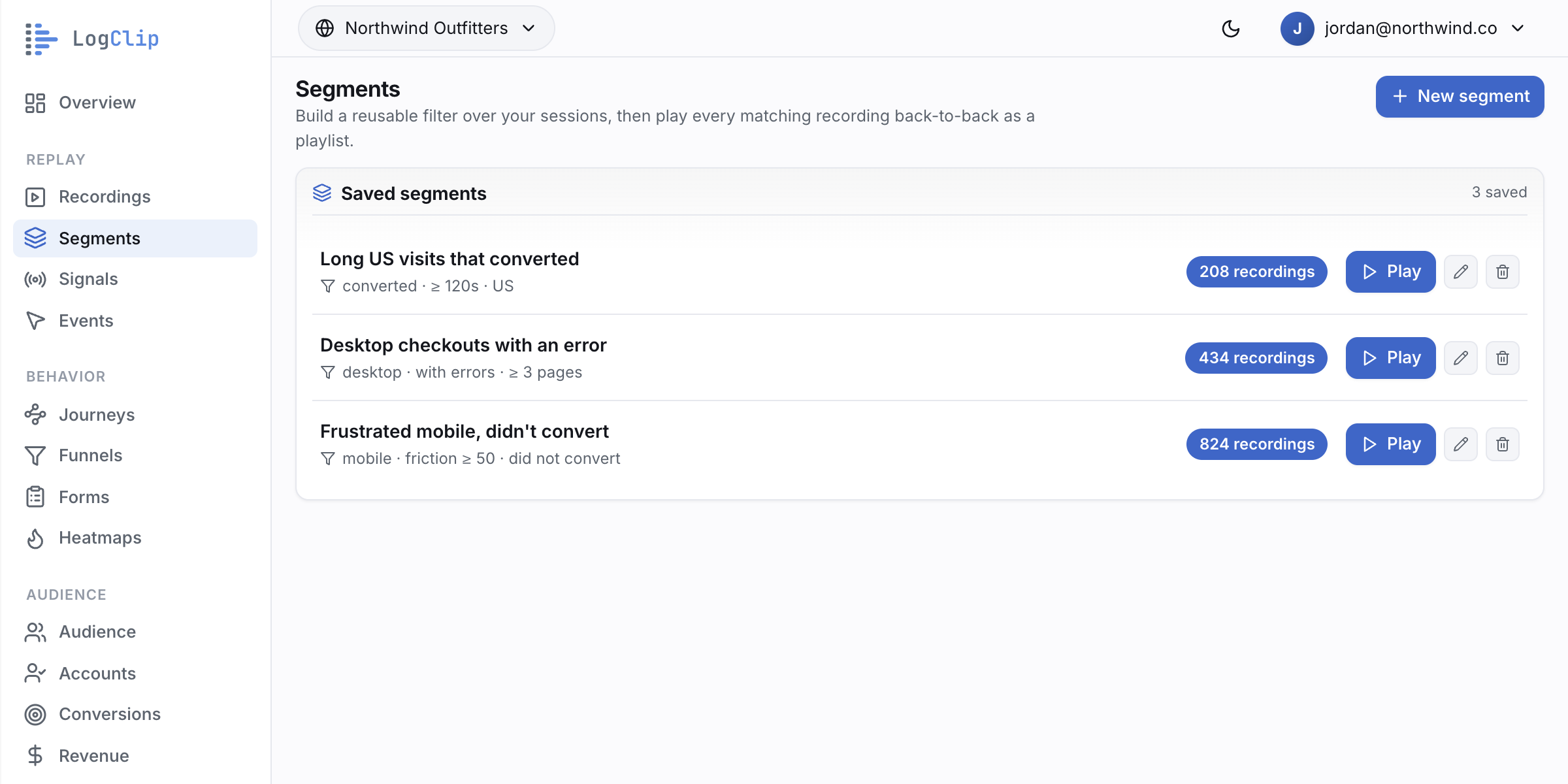 Session Replay — Watch a cohort, not a session — Segments